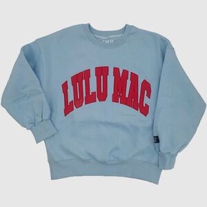 Lulu Mac Light Blue Red Stitch Puff Sweatshirt